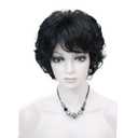 Wiginway Ladies Wigs Short Wavy Bob Wigs For Women Synthetic Capless Black Wig (#1)