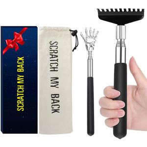 Oversized Back Scratcher Gift Set, 2 Pack, Upgraded Metal Stainless Steel Telescoping Back Scratcher Tool with Canvas Carrying Bag