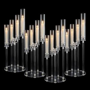 4pcs 5 Arm Acrylic Candelabra,Clear Candle Holder for Wedding,45.7inch Tall Floor Candle Holders for Ceremony Birthday Party Home Decoration Fit 0.8 LED Candles (4)