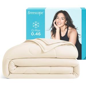 Breescape Cooling Comforter Queen Size  BlendTek™ QMax>0.46 Tech, Breathable Blanket for Hot Sleepers & Night Sweats Relief, Premium Lightweight Summer Bedding, 96x96 Inches, Ivory