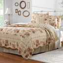 Greenland Home Antique Rose 100% Cotton Heirloom-Quality Quilt Set, 5-Piece Full/Queen, Ecru