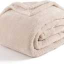 Berkshire Blanket Classic Extra-Fluffy Plush Throw Blanket, Soft Fuzzy Fluffy Long Hair Throw Blanket for Couch Sofa Bed, Chino Khaki, 50x60 Inches