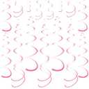 Pink Ceiling Swirl Foil Decorations Hanging Plastic Streamer Themed Swirl Party for Valentine's Carnival Celebration, Pack of 28