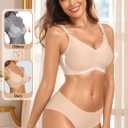 Vertvie Nursing Bras for Breastfeeding Seamless Comfort Maternity Bra Wireless Support Pregnancy Sleep Bralette Natural Shape (Beige, L)