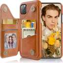 LOHASIC for iPhone 12 Pro Max Wallet Case, 5 Card Holder Phone Cover to Men Women, Premium PU Leather Credit Slot, Magnetic Clasp Kickstand Flip Folio Portfolio Pocket, 6.7 Inch - Brown