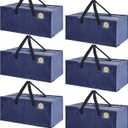 5 Pack Moving Bags Heavy Duty with Smart Label 22 Gallon Storage Bag Waterproof Moving Totes with Handles App Smart Search for College Moving Garage Storage Organization (Blue)