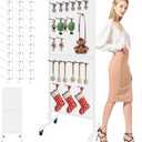 Royxen Standing Pegboard Display with T-Base, 2 x 5 Feet Metal Pegboard Display Stand with 30 Hooks, Peg Board Panels with Wheels for Vendors, Home and Retail Store (White)