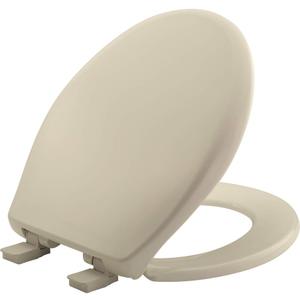 Mayfair Aurora Slow Close Toilet Seat, Easy Clean Hinges and Adjustable Perfect Fit Plastic Seat, Made in USA, Round, Bone