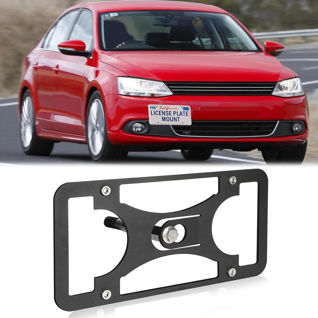 Front Bumper License Plate Mount Compatible with Volkswagen Jetta/GLI 2011-2018, No Drill Front License Plate Frames Tow Hook License Plate Bracket Holder Mounting Kit Car Accessories