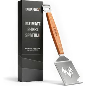 9-in-1 Grill Spatula Multifunctional 1.5mm Thick Stainless Steel BBQ Tool with Bottle Opener, Cheese Slicer & Scraper Outdoor Barbecue Grilling Gift for Men, Dad, Father's Day & Christmas