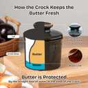 Porcelain Butter Keeper Crock - Ceramic Butter Dish with Water Line for Countertop, Keep Butter Fresh (Greenish Brown)
