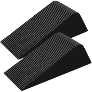Large Rubber Door Stoppers Wedge for Bottom of Door, Tall up to 2 Inch, 2-Pack Non-Slip Doorstops for Floor, Black Big Sturdy Doorstop for Home Office School Commercial Use