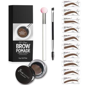 Eyebrow Stencils, Eye Brow Stencil Kits Waterproof Brow Stamp Perfect Eyebrows, Eyebrow Stamp Trio Kit with Sponge Applicator Long-Lasting for Women With 10PCS Eyebrow Shaping Kit, Dark Brown