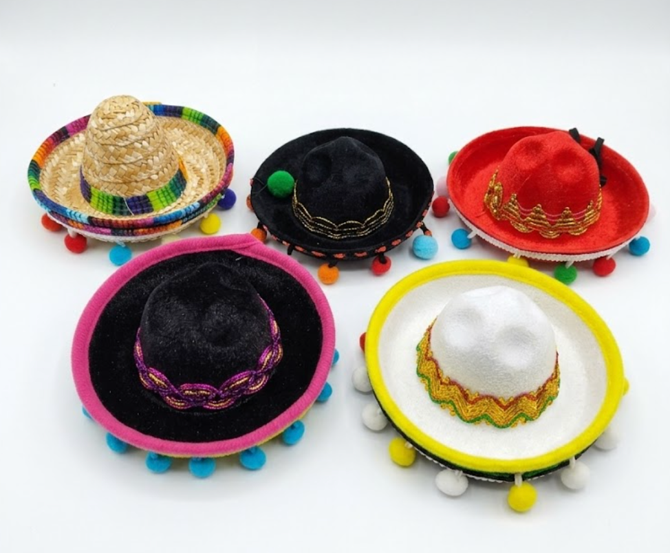Cinco De Mayo Fiesta Fabric and Straw Sombrero Hat Party Costume for Fun Fiesta Headbands Party Supplies, Mexican Theme Decorations, Luau Event Photo Props and Party Favors