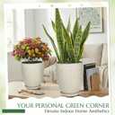 11.8 Inch Flower Pots for Indoor Plants,Ceramic Planter with Saucer Drainage Leak-Proof Mesh Gardening Gloves (Silk-White)