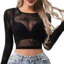 Buitifo Women Sexy Crop Top Fishnet Lingerie Skull Cosplay Tee Shirt Blouse Exotic Beach Cover Up
