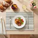 Artoid Mode Dark Grey Farmhouse Woven Braided Stripe Placemats Set of 4,12x18 Inch Seasonal Holiday Table Mats Party Kitchen Dining Decoration