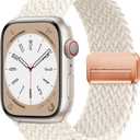Magnetic Braided Solo Loop Band Compatible with Apple Watch Series 10 42mm 46mm 9 8 7 6 5 4 40mm 41mm 44mm 45mm 49mm for Women Men, Stretchy Nylon Elastic Sport Strap for iWatch SE/Ultra 1/2