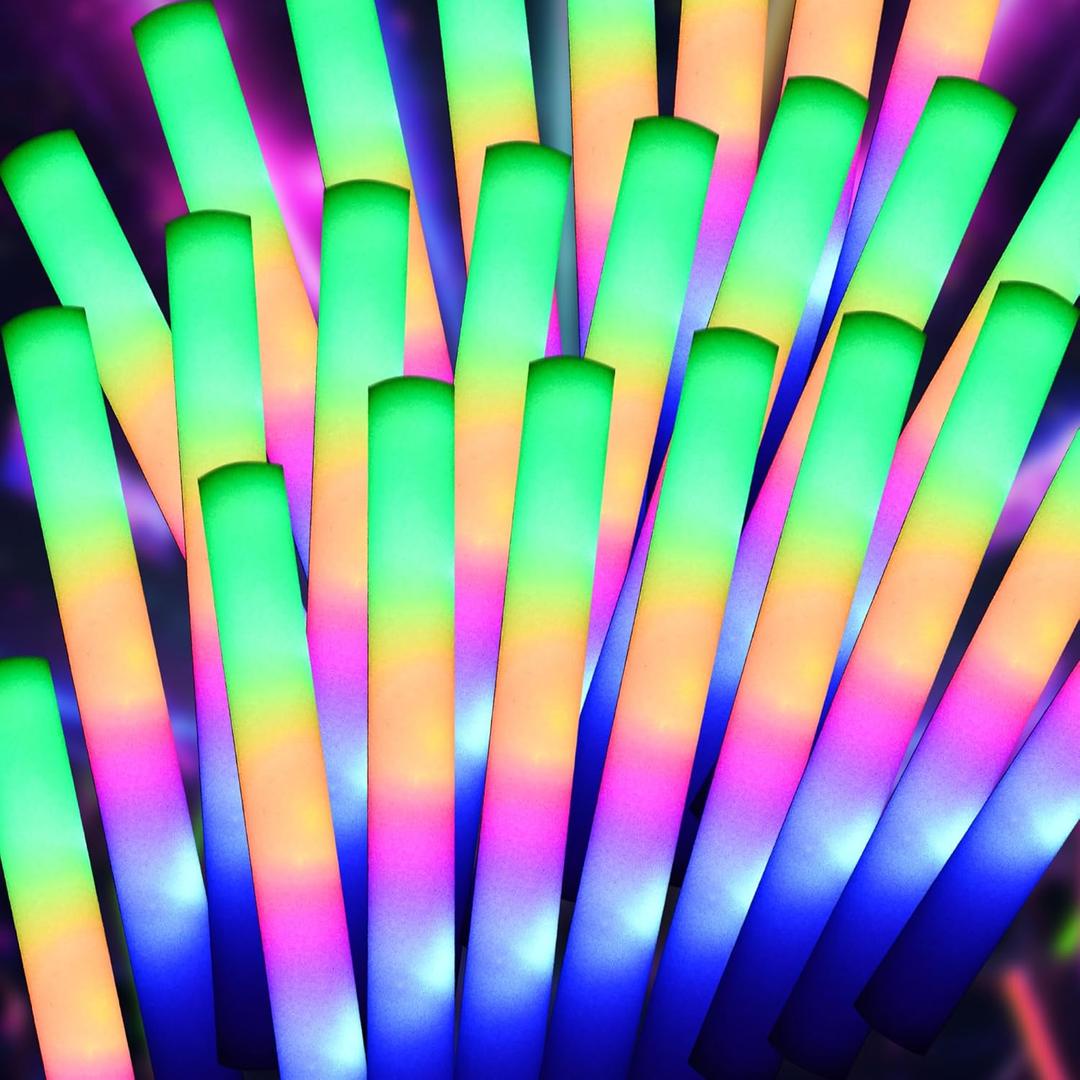 pelreame 55 Pcs LED Foam Glow Sticks Bulk,Foam Light Up Sticks 3 Modes of Color Flashing,Glow in The Dark Party Supplies for Birthday,Wedding,Raves,Carnival,New Year,Concert,Halloween Christmas pelreame 55 Pcs LED Foam Glow Sticks Bulk,Foam Light Up Sticks 3 Modes of Color Flashing,Glow in The Dark Party Supplies for Birthday,Wedding,Raves,Carnival,New Year,Concert,Halloween Christmas