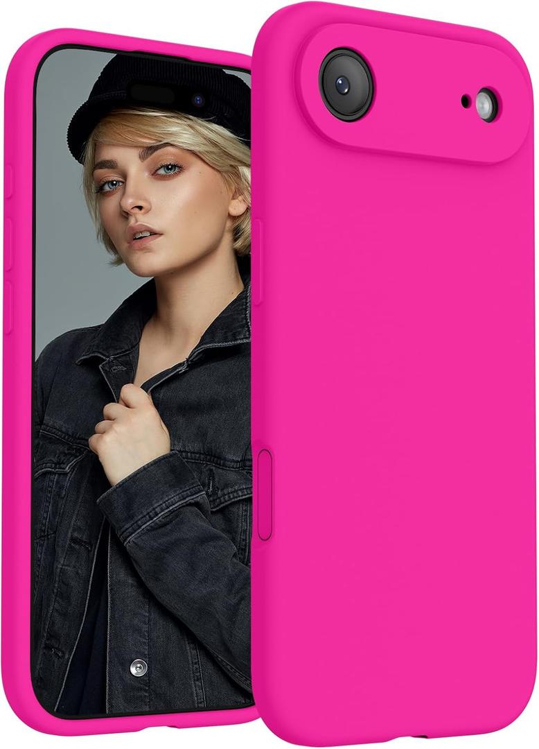 FireNova Magnetic for iPhone Air Case, Compatible with MagSafe, [Integrated Silicone Camera Control Button] [Camera Protection] Microfiber Lining Phone Case for iPhone 17 Air, 6.5", Hot Pink