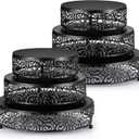 Lallisa 6 Pack Black Cake Stand Set Round Wedding Cake Stand 8" 10" 12" Decorative Metal Dessert Table Display Set Cupcake Holder Pastry Candy Display Plate for Wedding Birthday Party(Black)