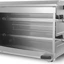 Brazilian Flame Indoor or Outdoor Rotisserie Grill Roaster with 2 Auto Rotating Skewers for Rotisserie Chicken, Steak, Fish, Brazilian Style BBQ, Electric Rotisserie Oven for Apartment or Home (Silver)