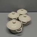 Kook Ceramic Mini Cocotte Set, Small Casserole Dishes with Lids and Handles, Individual Baking Ramekins, Oven, Microwave & Dishwasher Safe, Stoneware, 12 oz, Set of 4, Ivory