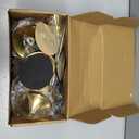 24PCS Brass Gold Taper Candle Holders Set, Vintage Metal Candlestick Holders for Table Centerpiece, Wedding Reception, Festive Christmas Mantel Decoration Gold