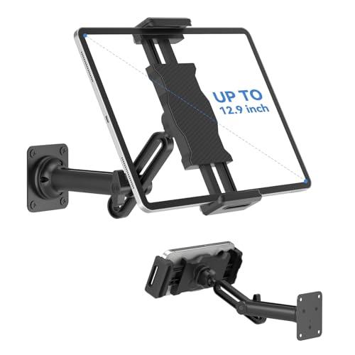 KDD Tablet Wall Mount Holder, Adjustable Extendable Arm iPad Wall Stand with Sturdy Metal Base, 360°Rotating Phone Tablet Bracket Fits iPad Pro Air Mini, Galaxy Tab, All 4.7-13" Phones and Tablets