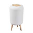 Trash Can With Lid for Bathroom, 2 Gallon/10 Liter Round Garbage Bin With Press Top, Plastic Modern Wastebasket With Soft Close, Container for Bedroom, Living Room, Office (White)