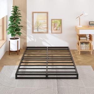 Lutown-Teen 4 Inch California King Bed Frames No Box Spring Needed Heavy Duty Metal Cal King Platform for Mattress Foundation, Noise Free, Easy Assembly, Black