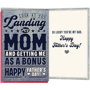 4 x Funny Father's Day Card for Step Dad, Humorous Fathers Day Card Gift for Bonus Dad from Step Daughter Son Kids, Appreciation Cards for Stepdad