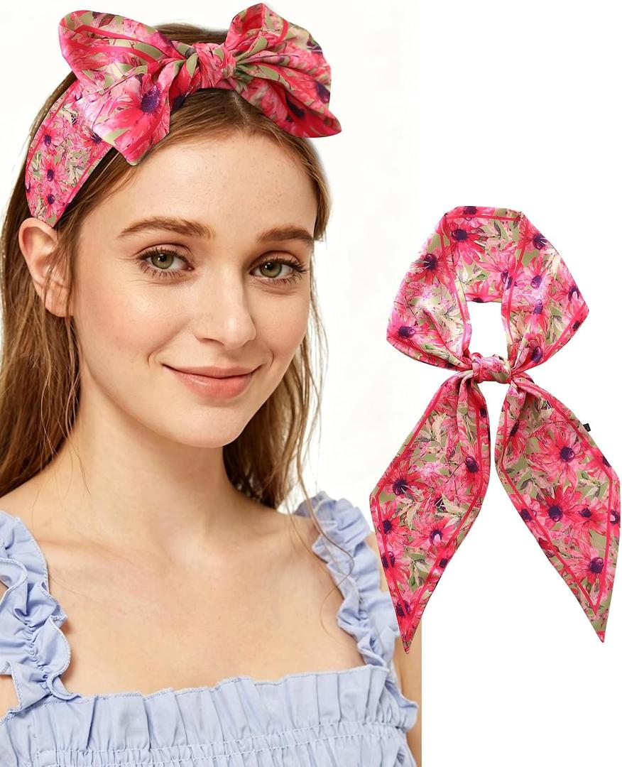Purse Scarf for Handbags Long Skinny Scarf Bandana Silk Feeling Head Scarf Hair Neck Scarves for Women Bag