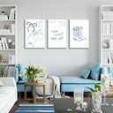 3Pcs Coastal Cowgirl Canvas Wall Art How Lucky Are We Wall Decor Pictures Blue Preppy Coquette Bow Boots Posters Prints Trendy Western Girly Dorm Bedroom Decoration 16x24in