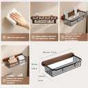 Bathroom Shelves,Toilet Paper Holder Wall Mount,Walnut Wooden & Aluminum Shelf Organizer Rack, Large Capacity No-Drill Rack Storage