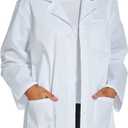 VOGRYE Women's Lab Coat Long Sleeve 3 Pocket Medical Coat with Button Wrinkle Resistant Professional for Doctor Nurse (White, M)