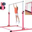 MARFULA Gymnastic Bar with 4 ft Inner Width 5 ft Adjust Height for Kids Kip Bar with 350 lbs Gymnastic Training Equipment for Kids 3-15 Years Home and Club Use (Pink)