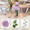 WANTMAZOR Artificial Flowers Light Purple Rose 100PCS, Real Looking Foam Fake Roses with Leaves and for DIY Wedding Bouquets Bridal Shower Centerpieces Party Decorations (Lilac), 2 Pack