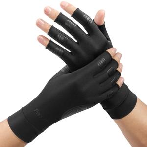 FREETOO Copper Arthritis Gloves for Carpal Tunnel Pain Relief, Strengthen Compression Gloves to Alleviate Hand Pains,Swelling, Fingerless Typing Gloves for Rheumatoid, Tendonitis Women/Men-XL (Black)