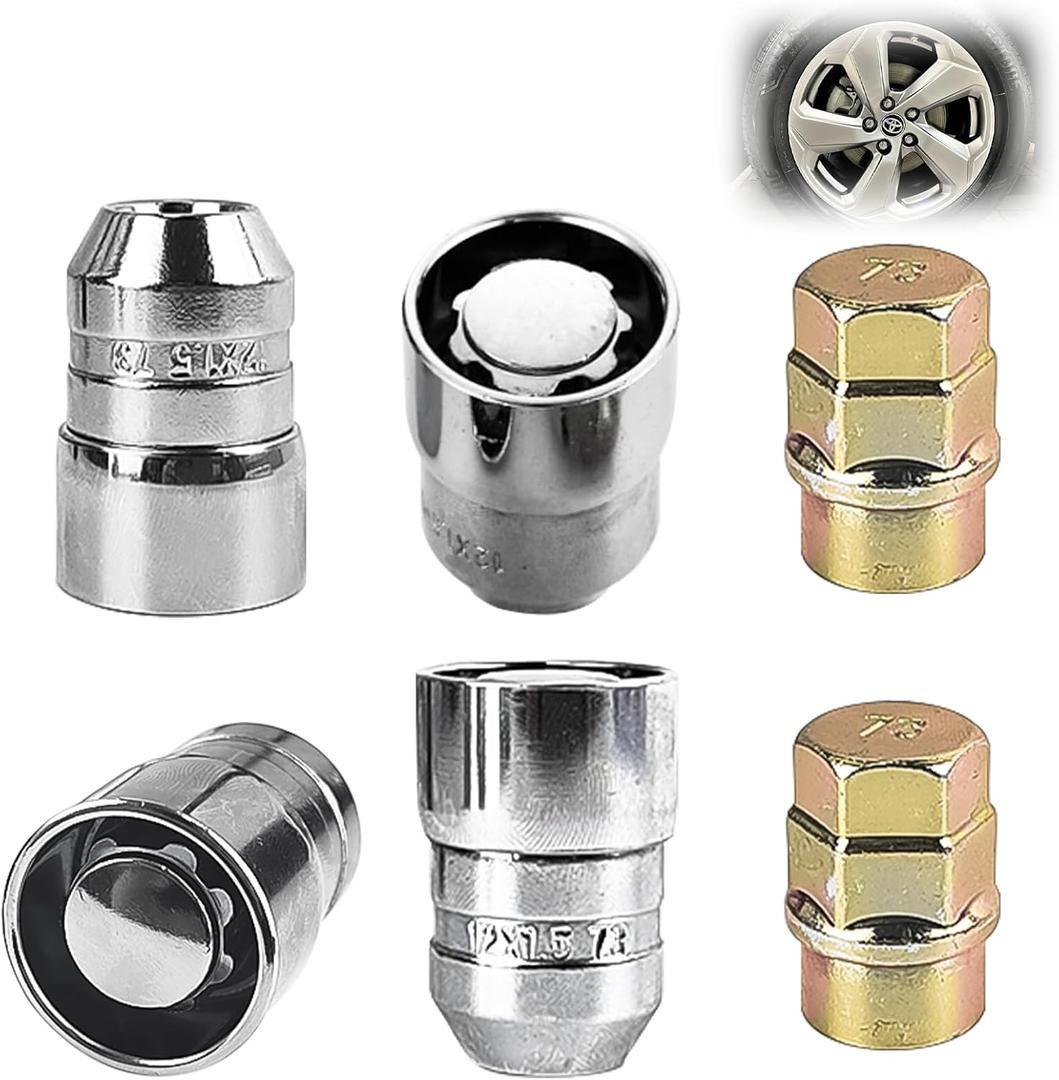 Chrome Cone Seat Wheel Locks Lug Nuts (M12 X 1.5 Thread Size) - 4 Locks / 2 Keys, Locking Lug Nuts Set with Lug Nut Key for Ford Toyota Honda Chevy, for Factory Wheels VPE-45700N2CH