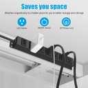 HHSOET Wall Mount Magnetic Power Strip, Under Desk 6 Outlet Mountable Socket, Metal Long Heavy Duty Surge Protector for Garage, Shop, Gaming Table Or Workspace, 3FT Extension Cord