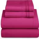 Hearth & Harbor Full Size Sheets - 4 Piece Bed Sheet Set, Hotel Luxury Double Brushed Bed Sheets - Extra Soft Bedding Sheets & Pillowcases, Full, Magenta