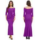 Evening Gowns for Women Formal Elegant Party Long Sleeve Maxi Dresses 2024 Off Shoulder High Split Wrap Dress