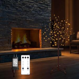 4Ft 176 Lights LED Star Light Tree, Light Up Twig Tree for Home Festival, Lighted Birch Trees with 8 Twinkle Modes, Timer for Party Christmas, Halloween, Indoor and Outdoor Decor