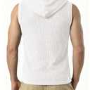 JMIERR Men's Fashion Sleeveless Hoodie Tank Tops Quarter Zip Pullover Vest Casual Slim Fit Muscle Hooded Tee Shirts for Summer Beach and Streetwear, L, White (White, L)