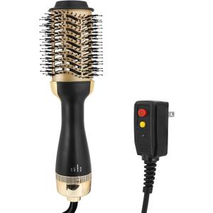 Hot Air Brush Dryer, Oval Brush for Blow Drying, Hair Dryer Brush One-Step Hot Air Styling Tools, 1000W, Ceramic Coating, 3 Heat Settings, 360 Swivel Cord, Black & Gold