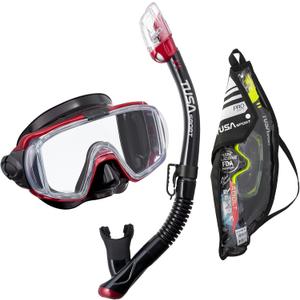 TUSA Sport Adult Visio Tri-Ex Black Series Mask and Dry Snorkel Combo