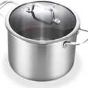DELARLO Tri-Ply Stainless Steel 8 Quart Stock Pot, Heavy-Duty, All Stove Compatible, Up to 600 Soup Pot with Lid, 18/10 Induction Big Stockpot with Lids, Large Stainless Steel Induction for Cooking