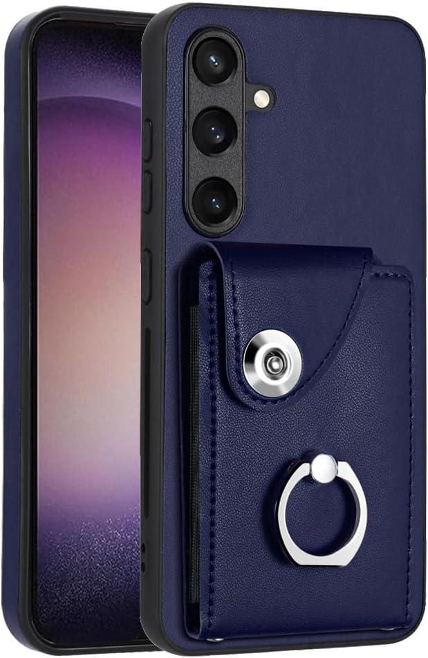 Case for Samsung Galaxy A17 5G Wallet Case with Card Holder PU Leather with Ring Kickstand Durable Magnetic Clasp Shockproof Cover for Samsung Galaxy A17 5G Blue YBK