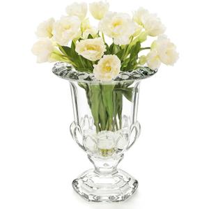 8 Inch Glass Urn Vase, Large Crystal Glass Vase, Vintage Vases for Centerpiece, Pedestal Flower Bottle, Decorative Vases for Wedding Home Decor Housewarming Gift